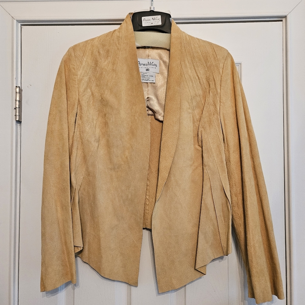 Pamela McCoy Light Tan Suede Leather Jacket Sz Small